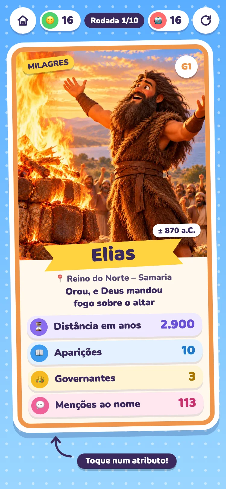 O jogo no celular, com a carta de Elias